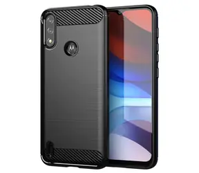 Etui Hurtel Carbon czarne / Tylna obudowa / Motorola Moto E7i Power / silikonowe / wygląd karbonu