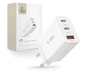 Tech-Protect NC30W biały / Ładowarka / 2x USB-C PD 30W / USB-A QC 3.0