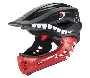 Rockbros TT-32005 Shark czarny M (54-58 cm) / Kask rowerowy dziecięcy / Odpinany podbródek