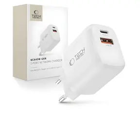 Tech-Protect NCA45W-GAN biały / Ładowarka / GaN / USB-C, USB-A / 45 W