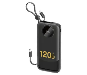 Dudao K13 czarny / Power bank / 10000 mAh / zintegrowany kabel