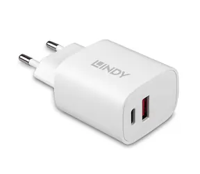 Ładowarka Lindy 2- Port 20 W biała / Ładowarka / USB-C Power Delivery + USB-A / Szybkie ładowanie
