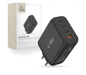 Tech-Protect NC200W-GaN czarny / Stacja ładująca / GaN / 4 porty / 200W
