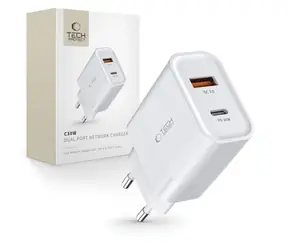 Tech-Protect C30W biały / Ładowarka / USB-C PD 30W / USB-A QC 3.0