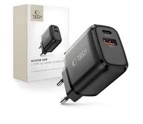 Tech-Protect NCA45W-GAN czarny / Ładowarka / GaN / USB-C, USB-A / 45 W