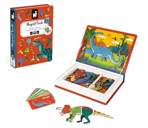 JANOD Książka magnetyczna Dinozaury / 40 elementów / 10 kart / od 3 lat