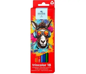 Kredki trójkątne KOH-I-NOOR Triocolor 18 szt. Osioł / 17,5 cm / kształt trójkątny / niełamliwy grafit