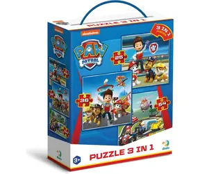 DODO Puzzle Psi Patrol: Gotowy do akcji 3w1 / 25+36+54 elementów / 20 x 20 cm