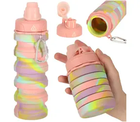KIK składana butelka na wodę różowa / Butelka do picia / 500 ml / Silikon