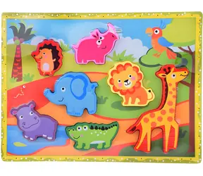 JOKOMISIADA Drewniane puzzle Safari / Puzzle / 7 elementów / 30x22,5 cm