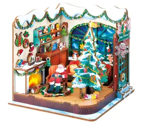 Drewniane puzzle 2KIDS TOYS 3D Miniaturowy domek Warsztat Świętego Mikołaja / Puzzle 3D / Ponad 100 elementów / Oświetlenie LED / 14+