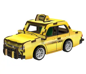 Drewniana układanka 3D 2KIDS TOYS Taxi / od 6 lat / rozciągliwa / drewno