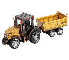 Drewniana układanka 3D 2KIDS TOYS Traktor z przyczepą / 60 elementów / od 6 lat