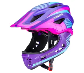 Rockbros TT-32SBPP-M fioletowo-różowy / Kask rowerowy dziecięcy / Rozmiar M / Odpinany pasek pod brodą