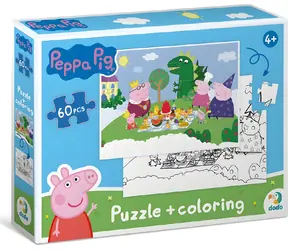 DODO Puzzle dwustronne Świnka Peppa: Piknik / 60 elementów / 32 x 23 cm