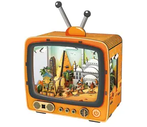 2KIDS TOYS Drewniana układanka 3D Retro TV Piramidy / 89 elementów / od 12 lat / oświetlenie LED