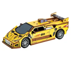 2KIDS TOYS Drewniana układanka 3D Samochód sportowy żółty / od 6 lat