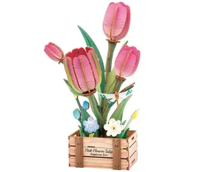 Drewniana układanka 3D 2KIDS TOYS Tulip Pink / 10+ elementów / od 14 lat