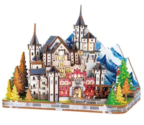 Drewniana układanka 3D 2KIDS TOYS Zamek Neuschwanstein / Miniaturowa scena / Ponad 200 elementów / 14+ lat