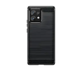 Etui Hurtel Carbon do Motorola Edge 40 Pro czarne / Pokrowiec / Wygląd karbonu
