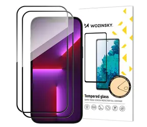 Folia ochronna na ekran Wozinsky Full Glue, czarna / Folia ochronna na ekran / Przystosowana do etui / Apple iPhone 15 Pro / 2 szt.
