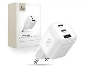 Tech-Protect NCA100W-GaN biały / Ładowarka / GaN / 3 porty / PD 100W / QC 3.0