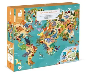 JANOD Puzzle edukacyjne Dinozaury / 200 elementów / 50 figurek / 99 x 69 cm