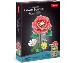 Puzzle 3D CubicFun Bukiet Kamelii / 109 elementów / 21,8 × 14,7 × 13,4 cm