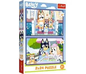 Puzzle Trefl Bluey: Fun Bluey / 2 x 24 elementy / 27,5 x 18 cm / wiek 3+