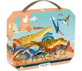 JANOD Puzzle panoramiczne w etui Dinozaury / 100 elementów / 100 x 20 cm