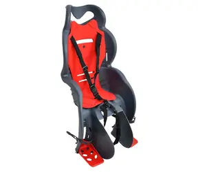 RULYT FLORIDA szaro-czerwony / Fotelik rowerowy dla dziecka / na bagażnik tylny / ładowność 22 kg / do rowerów 24-28"
