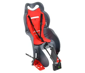 RULYT HAWAJ szaro-czerwony / Fotelik rowerowy dla dziecka / na ramę / nośność 22 kg / do rowerów 24-28"