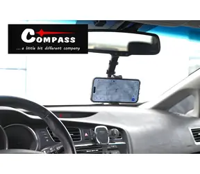 Uchwyt na telefon i GPS z kompasem i szczękami / Uchwyt samochodowy / Regulowane ramię 3D / Szerokość 6,5-10 cm