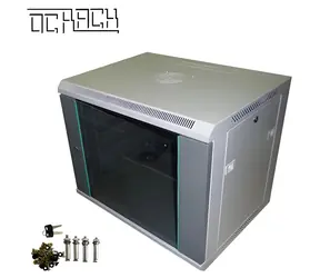 OCRACK OCC-09U-45SBK czarny / Półka ścienna / 19" / 9U / głębokość 450 mm / drzwi całkowicie szklane