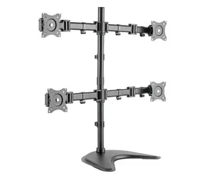Uchwyt biurkowy Digitus na 4 monitory, czarny / Uchwyt do monitora / VESA 75x75 i 100x100 mm / pochylenie 45° / obrót 90°