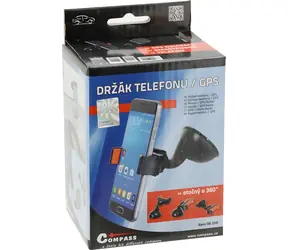 Compass na telefon i GPS z kompasem na przyssawkę BOCZNY / Uchwyt / Przyssawka z blokadą / Obrotowy o 360° / Czarny