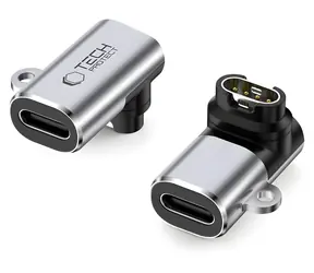 Tech-Protect Ultraboost szary / Adapter do ładowania / USB-C / do zegarka Garmin / Kątowy