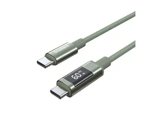 Choetech XCC-1068 zielony / kabel USB-C (M) - USB-C (M) / PD 60W / wyświetlacz ze wskaźnikiem zasilania / 1,2 m