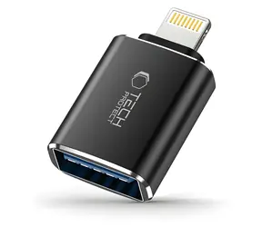 Tech-Protect UltraBoost czarny / adapter OTG / Lightning - USB-A