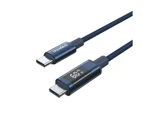 Choetech XCC-1068 niebieski / kabel USB-C (M) - USB-C (M) / PD 60W / wyświetlacz ze wskaźnikiem zasilania / 1,2 m