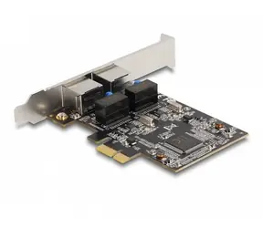 DeLock PCI Express x1 / Karta sieciowa / 2x Gigabit LAN RJ-45 / Realtek RTL8111H / do kamer IP