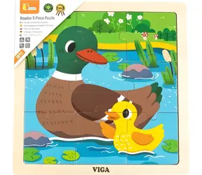 Drewniana układanka VIGA Kaczuszki / 9 elementów / Dla najmłodszych / 19,5 x 19,5 cm