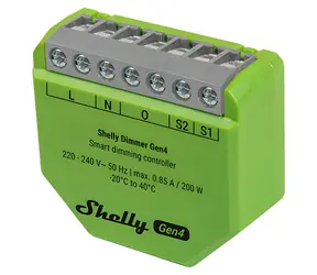 Shelly Dimmer Gen4 / Moduł ściemniacza / Wi-Fi / Bluetooth / Zigbee / Matter / bez przewodu neutralnego