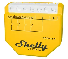 Shelly Wave i4 DC żółty / Moduł aktywacji scen / 4 wejścia / Z-Wave Long zasięgu
