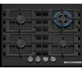 BOSCH PNH6B6K40 czarny / Płyta gazowa / 59 cm / 4 palniki / wsporniki żeliwne