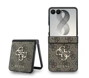 Guess PU 4G Metalowe Logo brązowe / Tylna obudowa / Samsung Galaxy Z Flip 8
