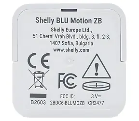 Shelly Blu Motion ZB biały / Czujnik ruchu / Zigbee 3.0 / Bluetooth 5 LE / Czujnik PIR / Czujnik światła