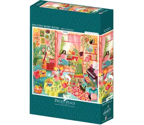 PIECES & PEACE Puzzle kwadratowe Pokój muzyczny z balkonem / 1000 elementów / 63,5 x 63,5 cm
