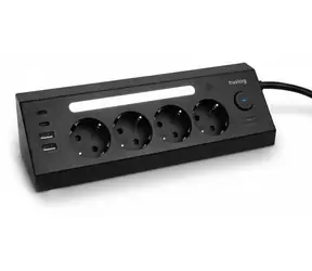 Stacja ładująca Huslog 15W czarna / 4X gniazdo / 2x USB-C / 2x USB-A / Lampa LED