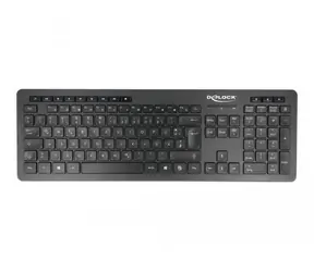 DeLock czarny / Klawiatura / Bezprzewodowa 2.4 GHz / QWERTZ / DE / Cicha